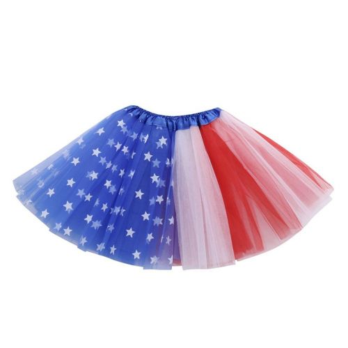  Winsummer Patriotic Flag Kids Tutu Skirt American Flag Dress July 4th Independence Day Princess Dress-up Costume