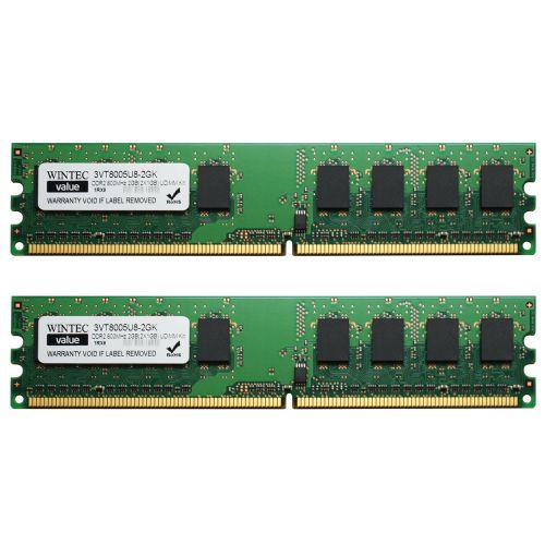  Wintec Value MHz 2GB(2x1GB) UDIMM Kit 1Rx8 2 Dual Channel Kit DDR2 800 (PC2 6400) 240-Pin SDRAM 3VT8005U8-2GK