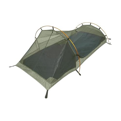  Winterial Single Person Personal Bivy Tent - Lightweight One Person Tent with Rainfly, 2lbs 9oz, Stakes, Poles and Guylines Included, Backpacking and Hiking Bivy Tent (Olive Green & Orange)