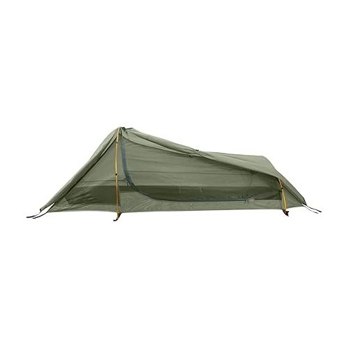  Winterial Single Person Personal Bivy Tent - Lightweight One Person Tent with Rainfly, 2lbs 9oz, Stakes, Poles and Guylines Included, Backpacking and Hiking Bivy Tent (Olive Green & Orange)