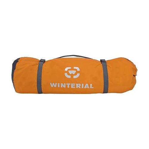  Winterial Three Person Tent - Lightweight 3 Season Tent with Rainfly, 3 Person Tent 4.4lbs, Stakes, Poles and Guylines Included, Camping, 3 man Hiking and Backpacking Tent, Orange