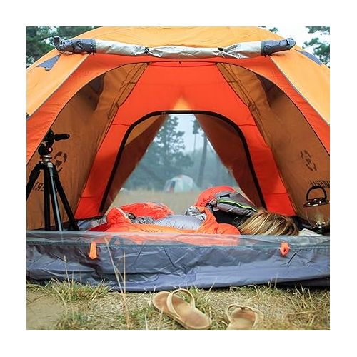  Winterial Three Person Tent - Lightweight 3 Season Tent with Rainfly, 3 Person Tent 4.4lbs, Stakes, Poles and Guylines Included, Camping, 3 Man Hiking and Backpacking Tent, Orange