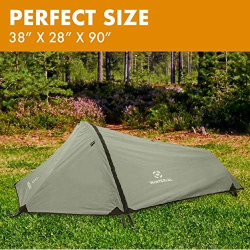  Winterial Single Person Personal Bivy Tent, 1 Person Tent Lightweight 2 Pounds 9 Ounces, Green