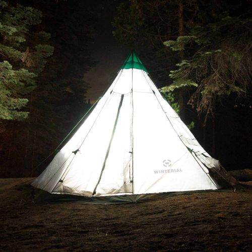  Winterial 6-7 Person Teepee Tent - 12x12 Family 4 Season Camping Yurt Tent, Windows, Mesh Vents, 15lbs, Includes Stakes, Poles, Guylines, Rain-Cap, Stabilizer and Large Travel Bag