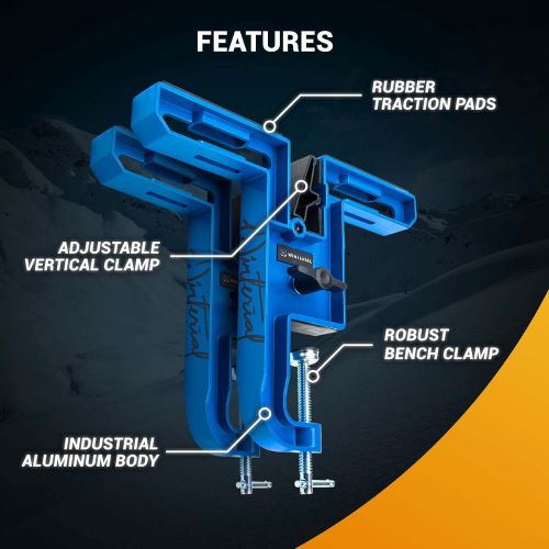  [아마존베스트]Winterial Ski and Snowboard Vise - Set of Two Non-Slip Vice Grips with Horizontal and Vertical Working Positions for Tuning, Repair and Waxing/Rubber Ski Brake Retainers and Secure