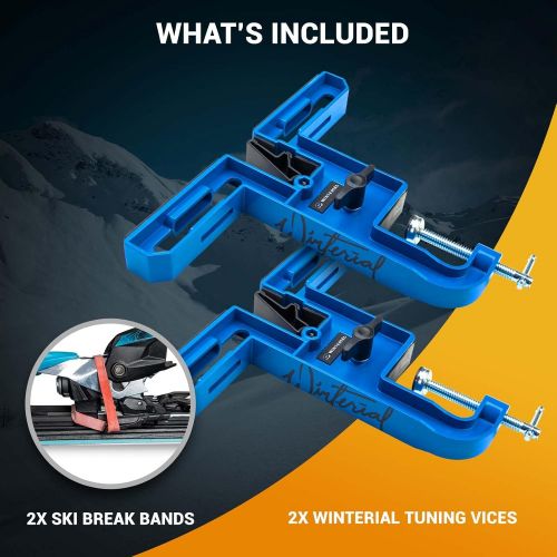  [아마존베스트]Winterial Ski and Snowboard Vise - Set of Two Non-Slip Vice Grips with Horizontal and Vertical Working Positions for Tuning, Repair and Waxing/Rubber Ski Brake Retainers and Secure