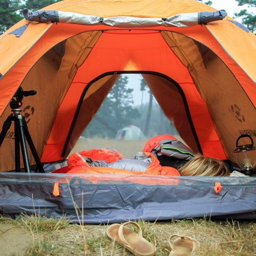  Winterial Three Person Tent - Lightweight 3 Season Tent with Rainfly, 4.4lbs, Stakes, Poles and Guylines Included, Camping, Hiking and Backpacking Tent, Orange