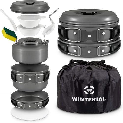  Winterial Camping Cookware and Pot Set 10 Piece Set For Camping / Backpacking / Hiking / Trekking