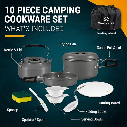  Winterial Camping Cookware and Pot Set 10 Piece Set For Camping / Backpacking / Hiking / Trekking