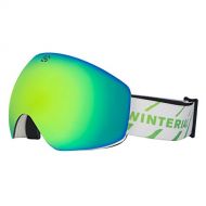 Winterial Magnetic Ski and Snowboard Goggles, Includes Interchangeable Lens and Case, One Size Fits All, White and Green