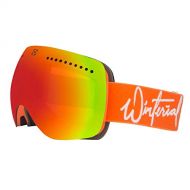 Winterial Magnetic Ski and Snowboard Goggles, Includes 2 Interchangeable Lens and Case, One Size Fits All, Orange