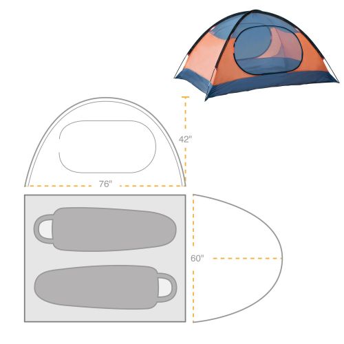  Winterial 2 Person Tent, Easy Setup Lightweight Camping and Backpacking 3 Season Tent, Compact