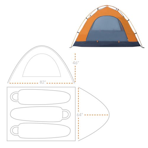  Winterial 3 Person Tent, Easy Setup Lightweight Camping and Backpacking 3 Season Tent, Compact