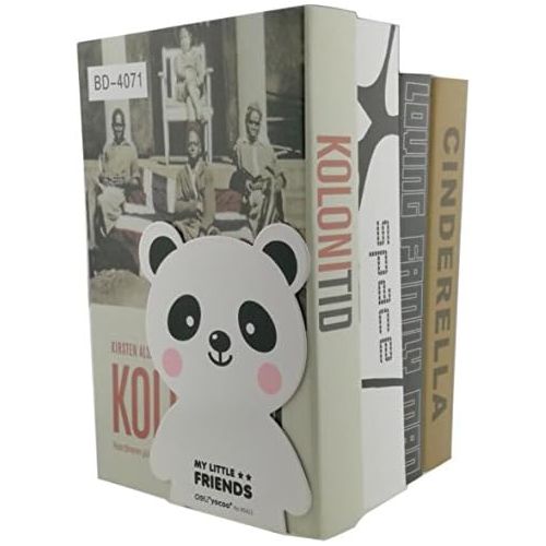  [아마존베스트]Winterworm Cartoon Cute Lovely Panda Bear Pattern Nonskid Heavy Metal Office Desk Bookends for Kids Children (White)