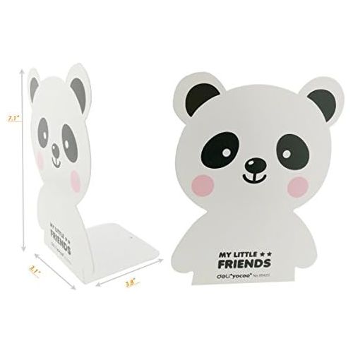  [아마존베스트]Winterworm Cartoon Cute Lovely Panda Bear Pattern Nonskid Heavy Metal Office Desk Bookends for Kids Children (White)