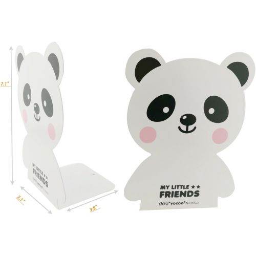  [아마존베스트]Winterworm Cartoon Cute Lovely Panda Bear Pattern Nonskid Heavy Metal Office Desk Bookends for Kids Children (White)