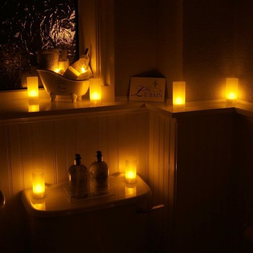  Winterworm Rechargeable Flameless Yellow Flickering Tea Light Candle with Frosted Holder for Xmas Party Wedding Festival Holiday Party Decoration Supplies (Set of 12, Without Remot