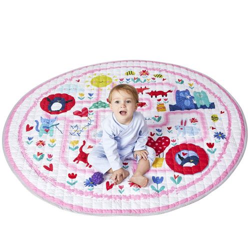  [아마존베스트]Winthome Baby Kids Play Mat Foldable Soft and Washable Toys Storage Organizer Children Play Rugs with 59 inches Large Diameter(House)