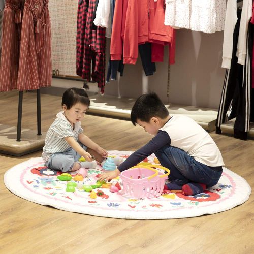  [아마존베스트]Winthome Baby Kids Play Mat Foldable Soft and Washable Toys Storage Organizer Children Play Rugs with 59 inches Large Diameter(House)