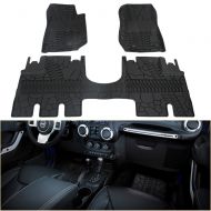 Winunite WINUNITE Front and Rear Black Slush Floor Mats for 2014-2018 Jeep Wrangler JK 4 Door Unlimited All Weather Guard TPE Floor Carpet Liner Set for Jeep Wrangler - Not for JK 2 Door &