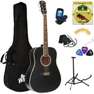 [아마존베스트]Winzz Black Acoustic Guitars 4/4, Beginners Guitars 41 Inch with Guitar Case, Tuner, Strap, Picks, Extra String and Guitar Stand