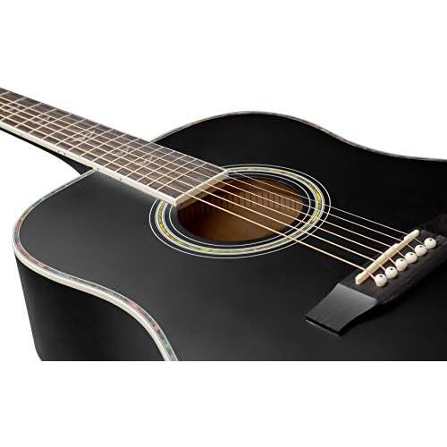  [아마존베스트]Winzz Black Acoustic Guitars 4/4, Beginners Guitars 41 Inch with Guitar Case, Tuner, Strap, Picks, Extra String and Guitar Stand