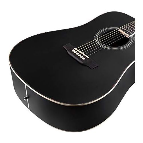  [아마존베스트]Winzz Black Acoustic Guitars 4/4, Beginners Guitars 41 Inch with Guitar Case, Tuner, Strap, Picks, Extra String and Guitar Stand