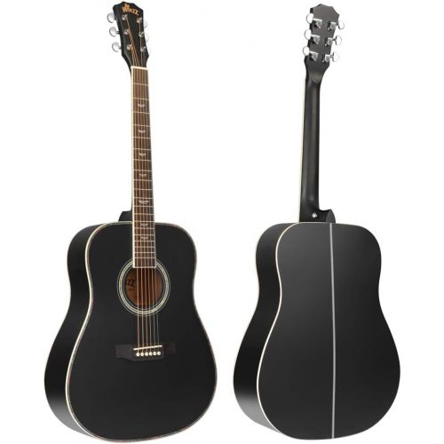  [아마존베스트]Winzz Black Acoustic Guitars 4/4, Beginners Guitars 41 Inch with Guitar Case, Tuner, Strap, Picks, Extra String and Guitar Stand