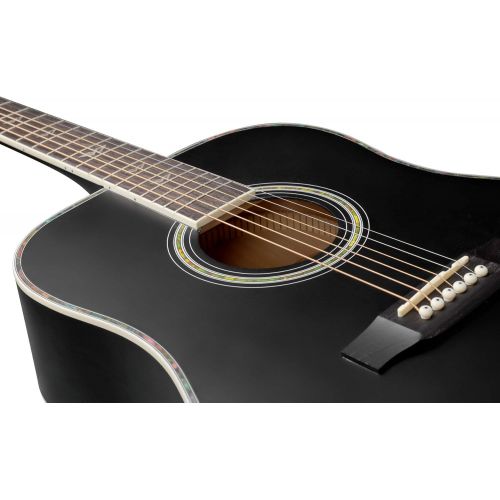  [아마존베스트]Winzz Black Acoustic Guitars 4/4, Beginners Guitars 41 Inch with Guitar Case, Tuner, Strap, Picks, Extra String and Guitar Stand