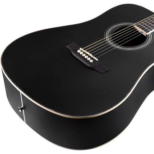  [아마존베스트]Winzz Black Acoustic Guitars 4/4, Beginners Guitars 41 Inch with Guitar Case, Tuner, Strap, Picks, Extra String and Guitar Stand