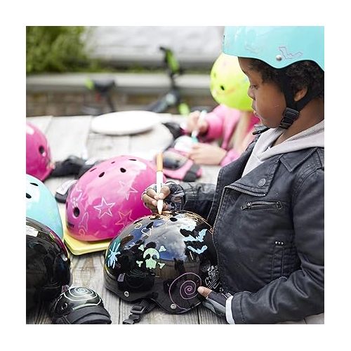  Wipeout Dry Erase Kids Helmet for Bike, Skate, and Scooter, Black, Ages 8+