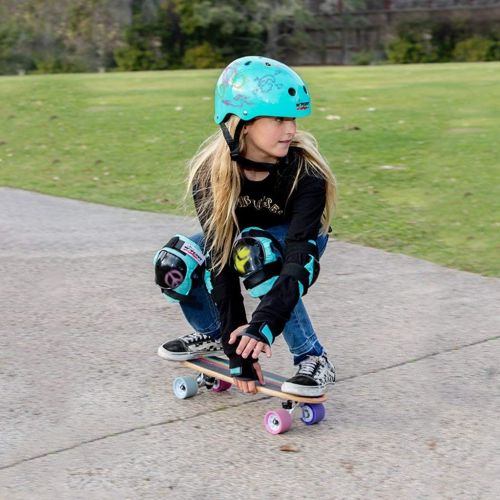  Wipeout Kids Performance Skateboard for Boys and Girls with Dry Erase Bottom, Marker and Stencils, 58mm Urethane Wheels, Rainbow (WP5002)