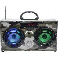 [아마존베스트]Wireless Express Mini Boombox with LED Speakers Retro Bluetooth Speaker w/Enhanced FM Radio - Perfect for Home and Outdoor (Pink Camo)