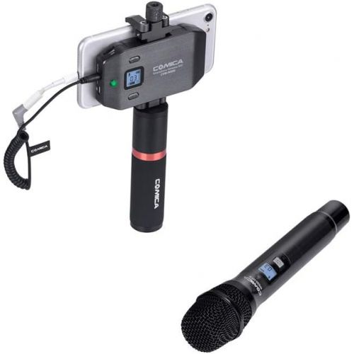  Comica COMICA CVM-WS50H Multi-Channels Smartphone Wireless Microphone with Hand-held Transmitter 6 Channels LCD Screen 60m Working Distance for iPhone Samsung with Andoer Cleaning Cloth