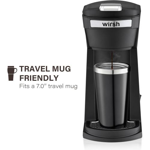  Wirsh Single Serve Coffee Maker, 2 in 1 Coffee Maker Compatible with K-Cup Pods and Ground Coffee, Compact Coffee Brewer, Fast Brewing, for Home, Office,Travel