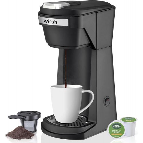  Wirsh Single Serve Coffee Maker, 2 in 1 Coffee Maker Compatible with K-Cup Pods and Ground Coffee, Compact Coffee Brewer, Fast Brewing, for Home, Office,Travel