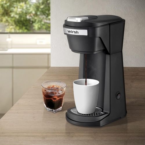  Wirsh Single Serve Coffee Maker, 2 in 1 Coffee Maker Compatible with K-Cup Pods and Ground Coffee, Compact Coffee Brewer, Fast Brewing, for Home, Office,Travel