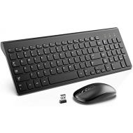 [아마존베스트]Wireless Keyboard Mouse Combo, WisFox 2.4GHz Slim Full Size Wireless Keyboard and Mouse Set with Number Pad and Nano Receiver for PC Laptop Windows, Quiet and Ergonomic (Black)