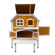 WisHome 2-Story Wooden Raised Elevated Cat Cottage Pet House Indoor Outdoor Kennel