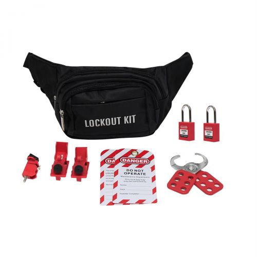  Wisamic Lockout Tagout Kit - Group Lockout Hasps, Lockout Tag, Clamp-On Circuit Breaker Lockout, Universal Multi- Pole Breaker with Pocket Bag