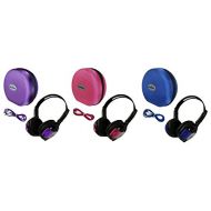 Wisconsin Auto Supply 3 Pack Kid Sized Wireless Infrared Car DVD IR Automotive Colored Adjustable 2 Channel Headphones With Case and 3.5mm Auxiliary Cord. Note: Will Not Work on 2017+ GMs or Pacifica