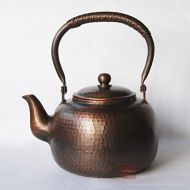 Wisdom China Handmade Copper Wares Chinese Full Handmade Red Copper tea kettle pot Hammered metalware teapot 1400ml