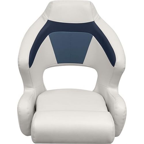  Wise BM3338-986 Premier Series Pontoon XL Bucket Seat with Flip Up Bolster, Platinum/Spectra Navy/Cobalt