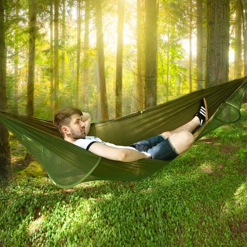  Wise Gsung Camping Hammocks with Pop-Up Mosquito Net,Large Size Outdoor Hammock Portable Swing 2 in 1,Anti-Mosquito Design Hammocks for Outdoor, Hiking, Travel