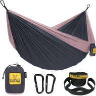 Wise Owl Outfitters Hammock for Camping Single & Double Hammocks Gear for The Outdoors Backpacking Survival or Travel - Portable Lightweight Parachute Nylon DO Charcoal Rose