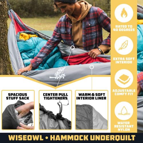  Wise Owl Outfitters Hammock Underquilt - Insulated Synthetic Underquilt for Outdoor, Indoor, Single & Double Camping Hammocks