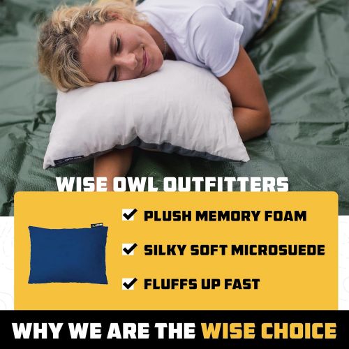  Wise Owl Outfitters Camping Pillow - Backpacking and Travel Pillow for Sleeping and Traveling - Compressible Memory Foam Travel Pillow - Small/Medium