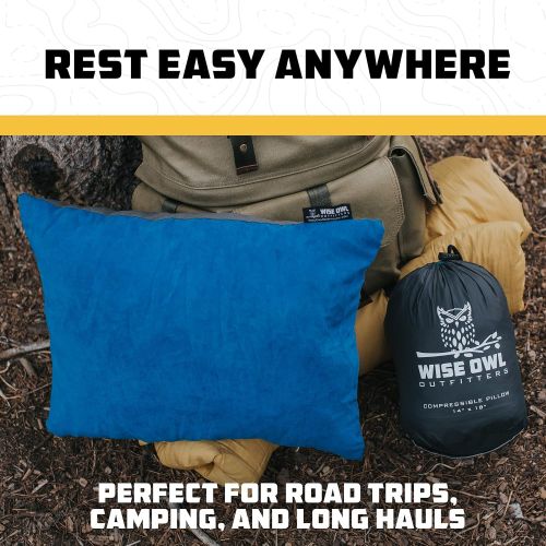  Wise Owl Outfitters Camping Pillow - Backpacking and Travel Pillow for Sleeping and Traveling - Compressible Memory Foam Travel Pillow - Small/Medium