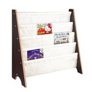 Wise-Product Firmly and Steady Kids Wood Sling Book Shelf Storage Rack Easy Install with Perfect Organizer Bookcase Display (Walnut)