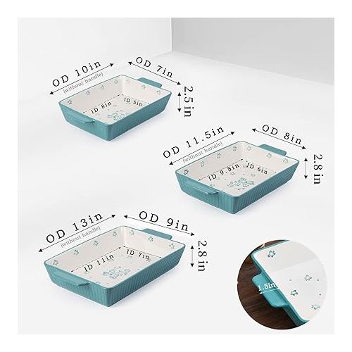  Wisenvoy Baking Dish Casserole Dish Ceramic Casserole Dishes For Oven Lasagna Pan Bakeware Sets Baking Dish Set